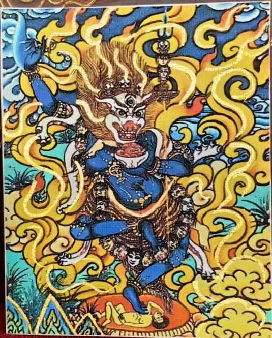 獅面佛母唐卡畫芯 藏傳獅面空行母 護身除障礙 礦物彩手繪獅面佛母、獅面空行母、森東瑪、唐卡