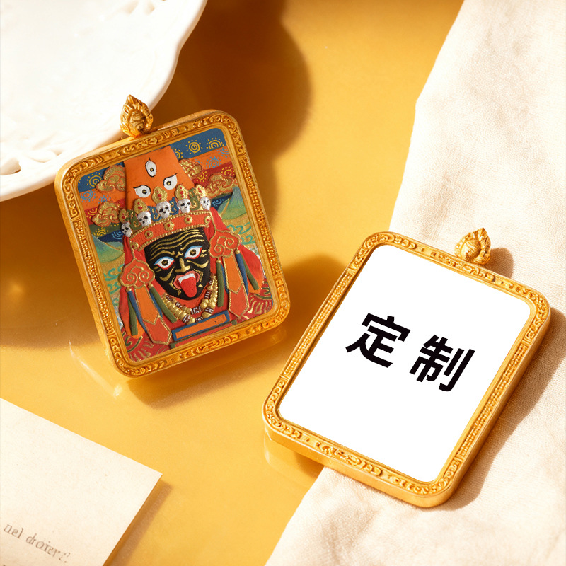 手繪唐卡扎基拉姆黃財神綠度母大黑天地藏王可定圖擦擦唐卡吊墜