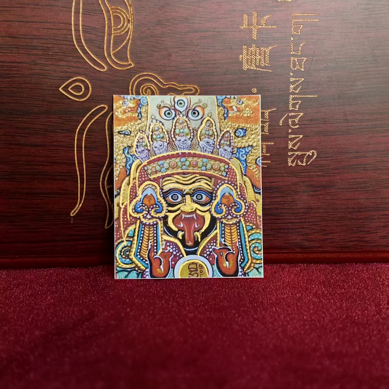 純手繪扎基拉姆唐卡畫芯藏地女財神黑面神像扎基拉姆手繪唐卡