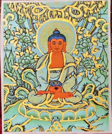無量壽佛唐卡畫芯 阿彌陀佛聖像 消災納福長壽佛唐卡 藏式唐卡 阿彌陀佛藏傳唐卡