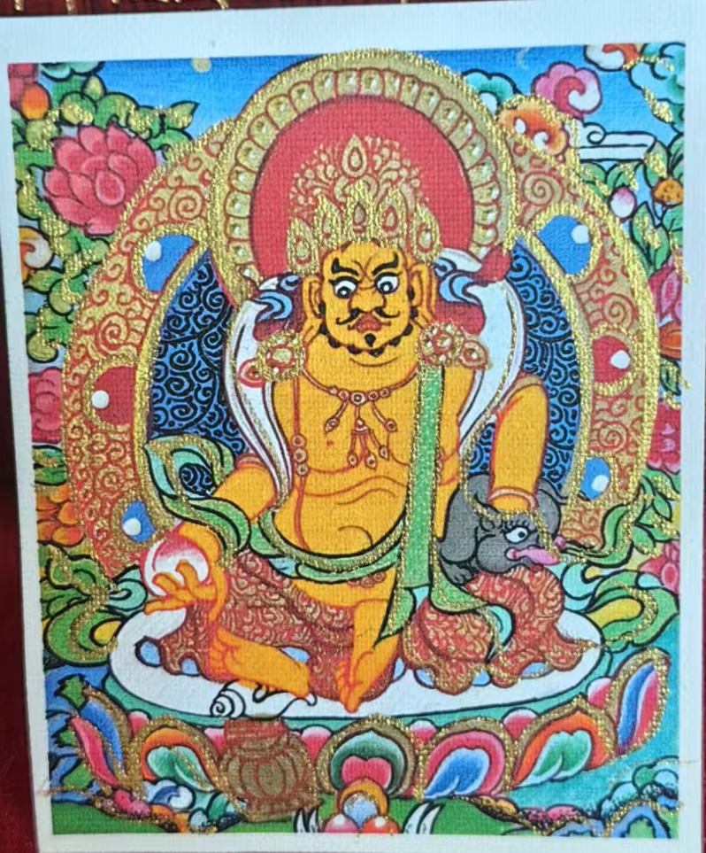 純手繪黃財神 唐卡畫芯 招財納福 破除貧困 五姓財神之首黃財神唐卡