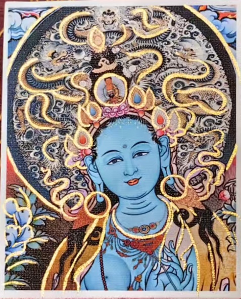 純手繪綠度母唐卡畫芯 藏式傳統工藝 慈悲護佑 藏地手繪綠度母唐卡 礦砂原料手繪唐卡